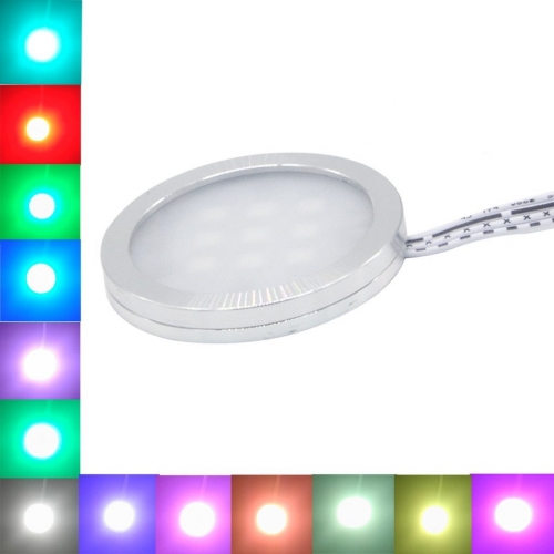 DC5-24V 2W/PCS 8PCS RGB Color Changing LED Under Cabinet Puck Lights Kit, With RF Remote Control DC5-24V 2W/PCS 8PCS RGB Color Changing LED Under Cabinet Puck Lights Kit, With RF Remote Control